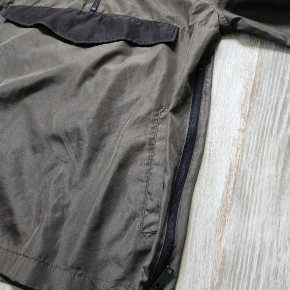 Brave Soul Green Black Lightweight 1/2 Zip Hooded Windbreaker Jacket Mens Sz S - Picture 8 of 11